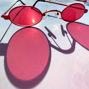 Roberi & Fraud  Doris Round red titanium sunglasses (KNC Lip Glasses Deal X Both